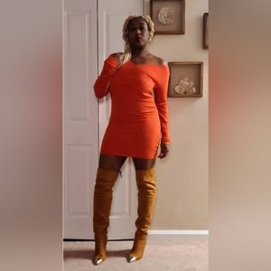 Off The Shoulder Sweater Dress (Burnt Orange) sz M